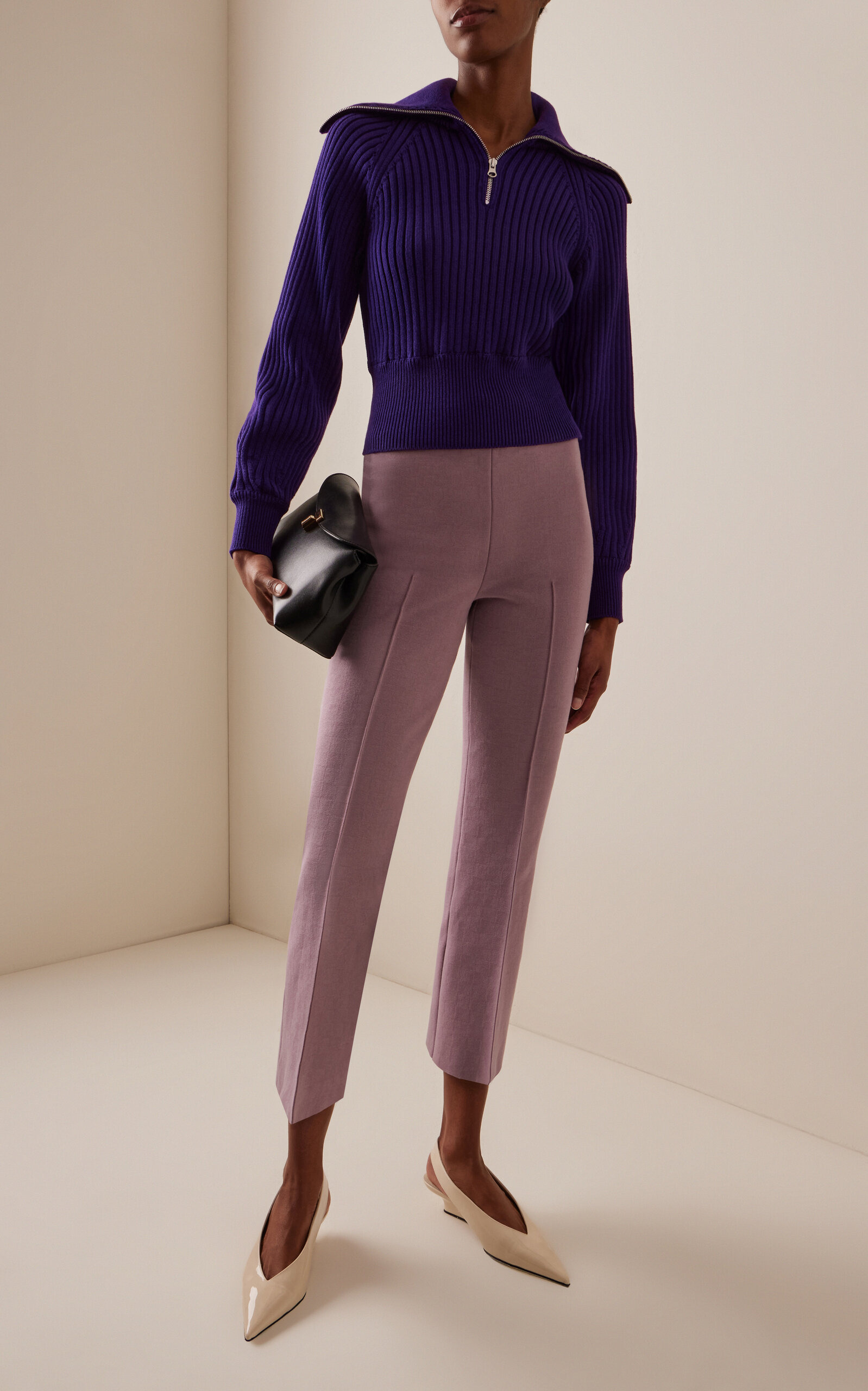 Chester Ribbed-Knit Cotton-Blend Sweater purple - 3