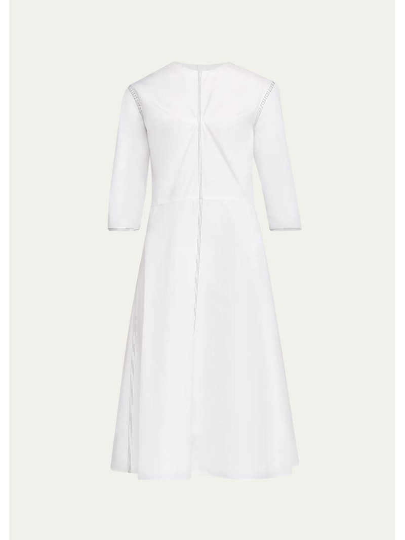 3/4-Sleeve Cotton Midi A-Line Dress 1