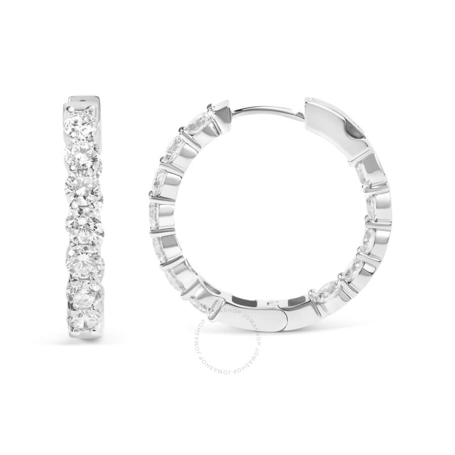 Haus Of Brilliance - Haus of Brilliance 14K White Gold 5.00 Cttw Lab-Grown Diamond Inside Out Hoop Earrings - 3