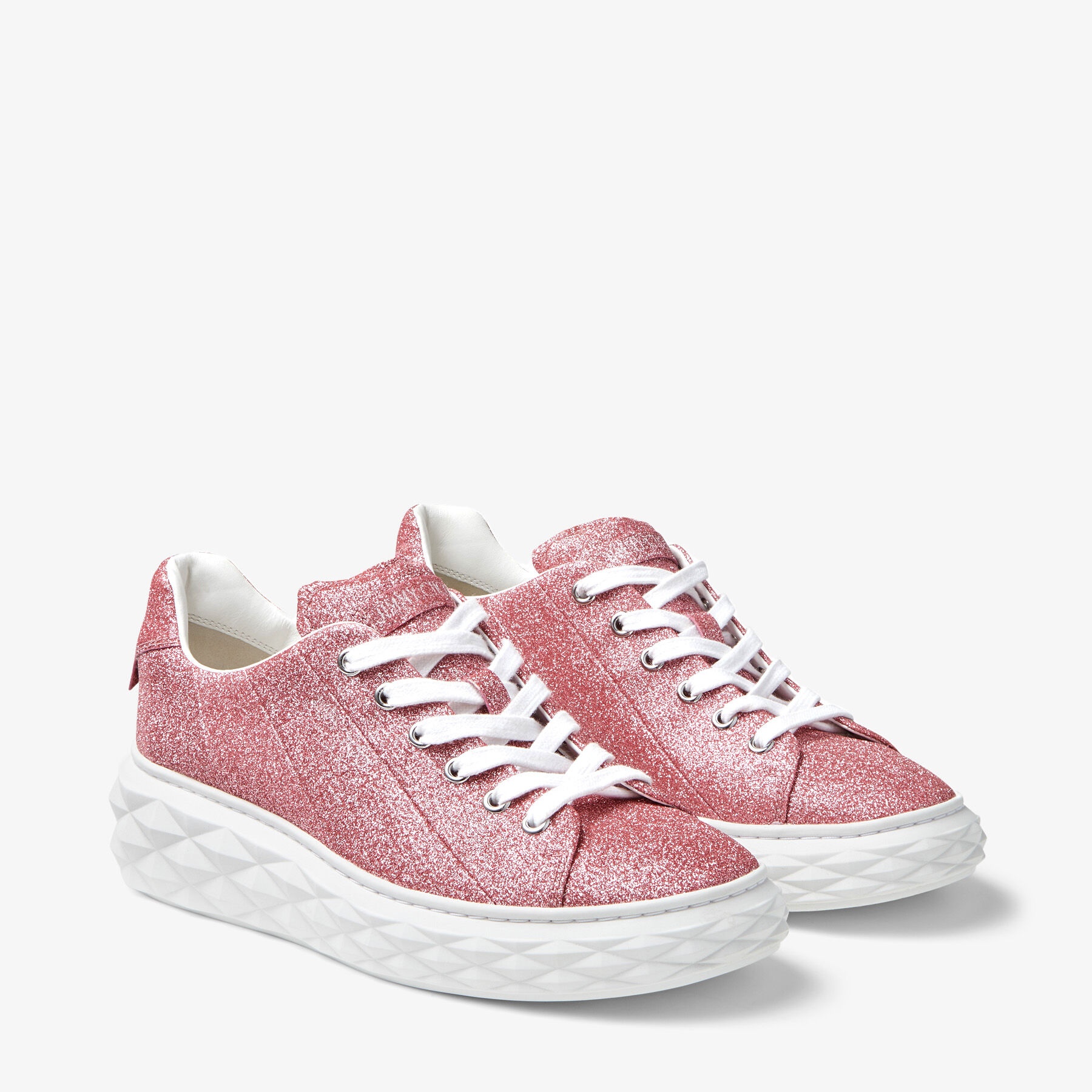 Diamond Light Maxi/F
Glitter Pink Nappa Leather Low-Top Trainers with Platform Sole - 3