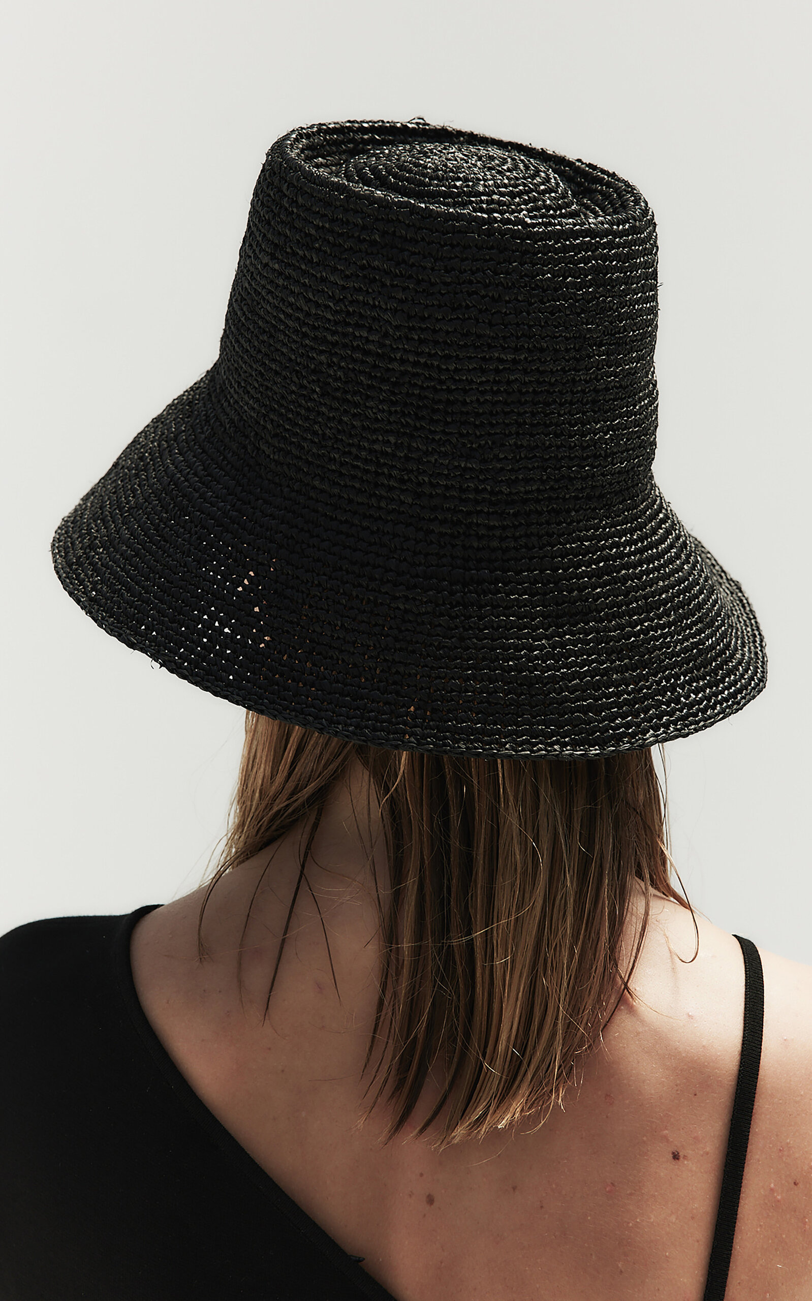 Felix Handwoven Raffia Bucket Hat black - 4