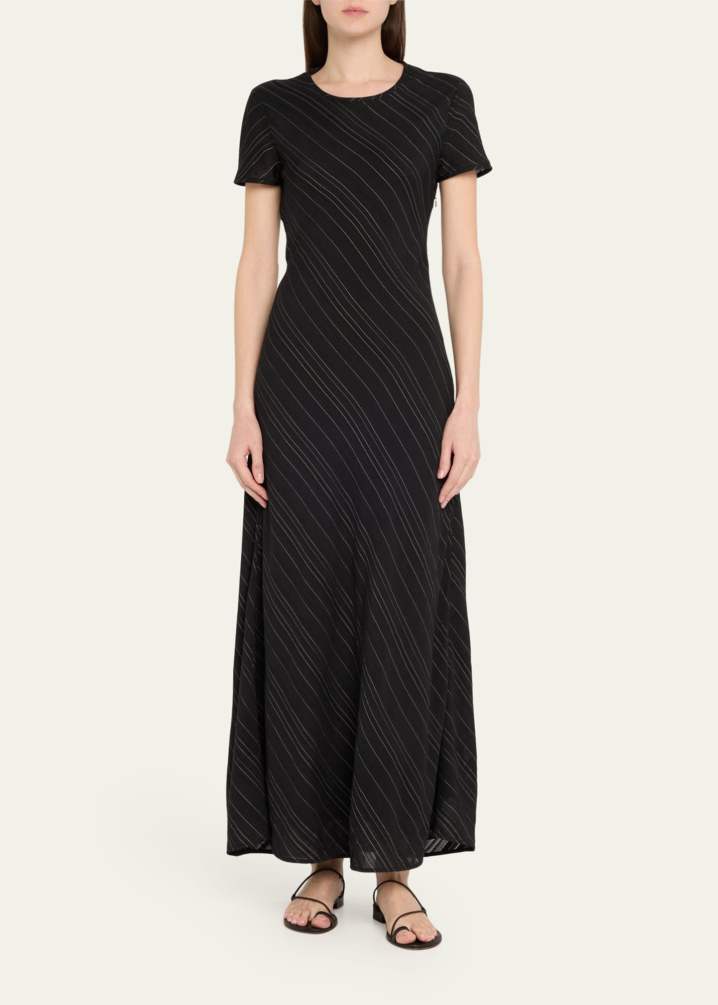 Joss Woven Stripe Short-Sleeve Maxi Dress - 2