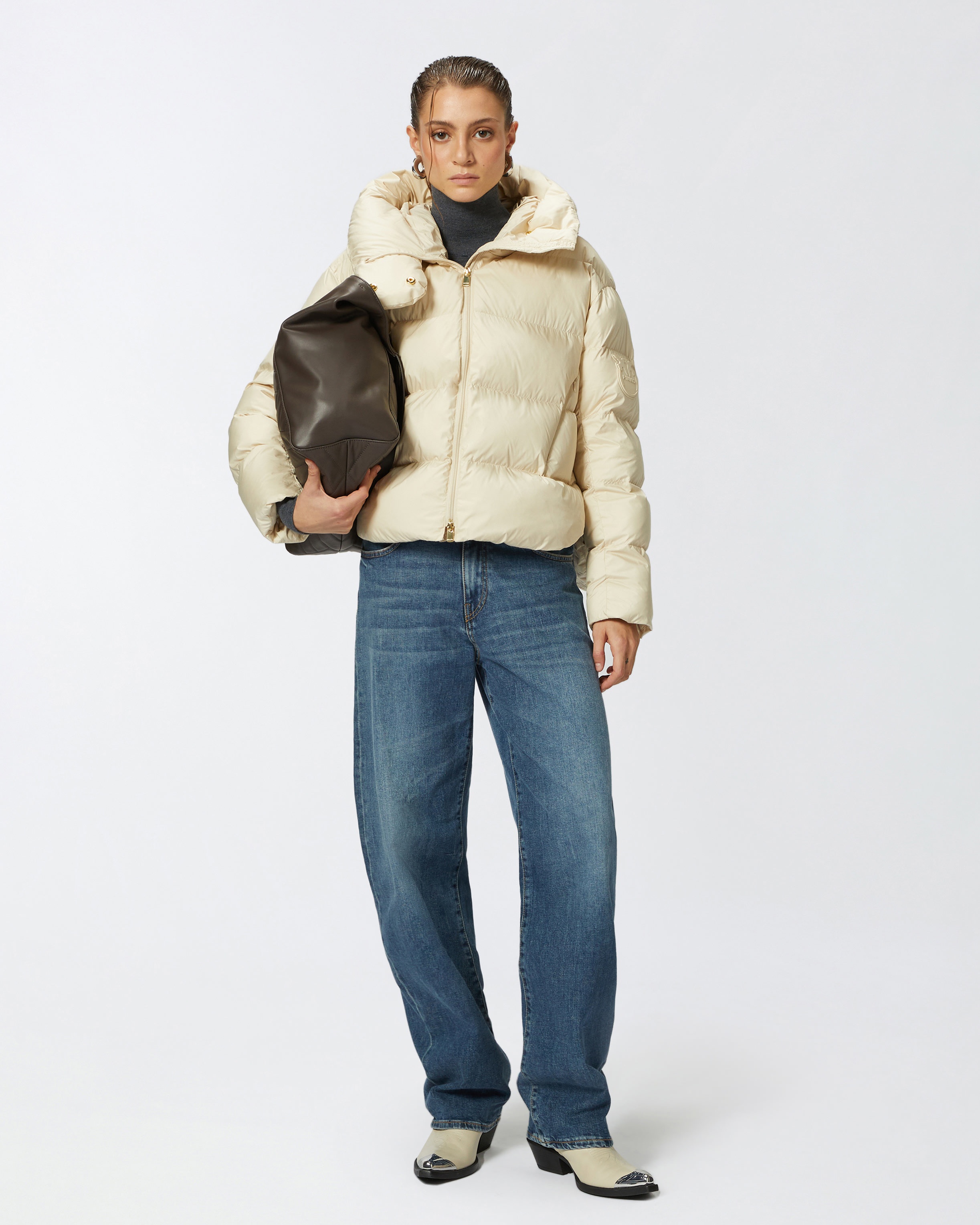 PADDED DOWN JACKET WITH HIGH WRAP-AROUND COLLAR - 3