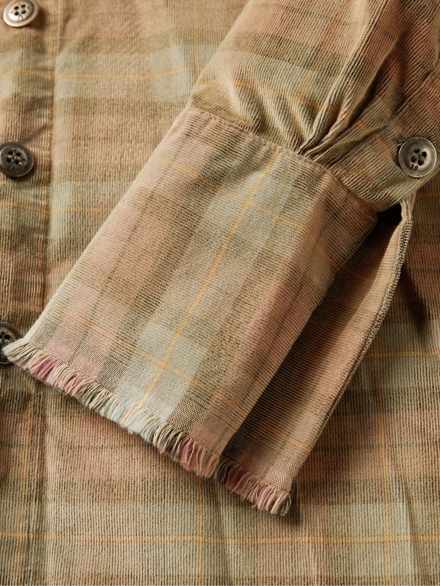 Haze Camp-Collar Distressed Checked Cotton-Flannel Shirt - 3