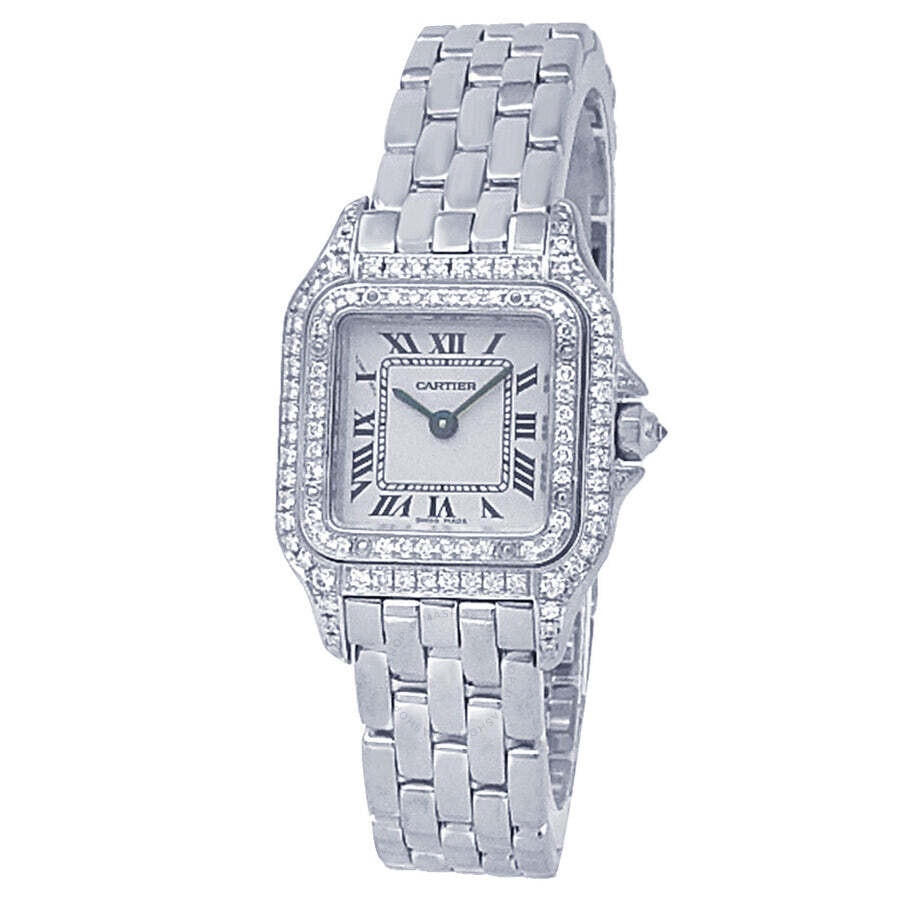 Pre-owned Cartier Panthere Quartz Diamond White Dial Ladies Watch WF3118F3 - 1