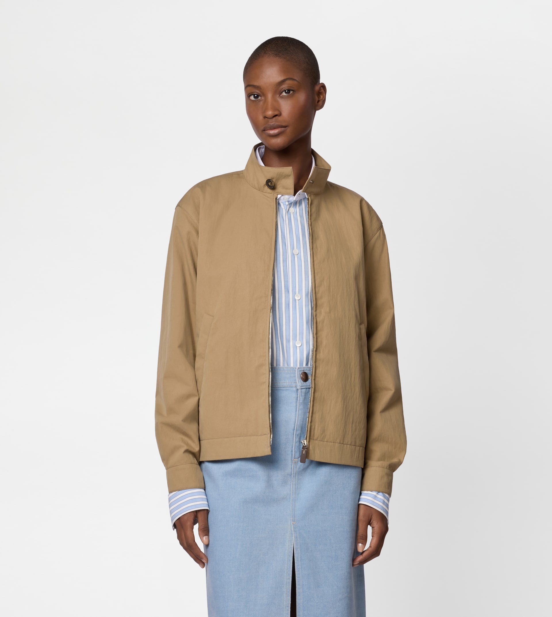 BOMBER JACKET IN TECHNICAL COTTON - BROWN - 2