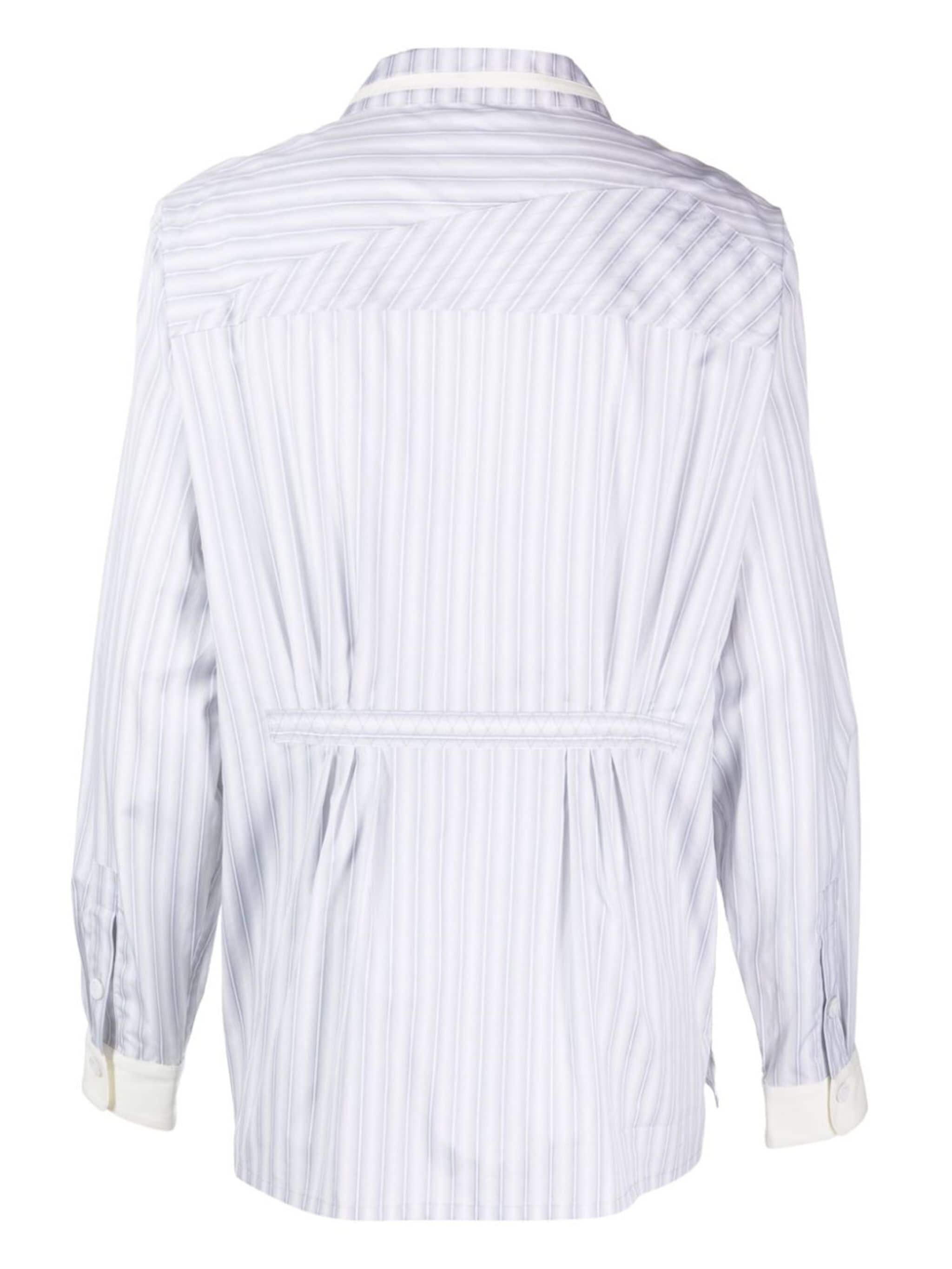 asymmetric-fastening striped cotton shirt - 2