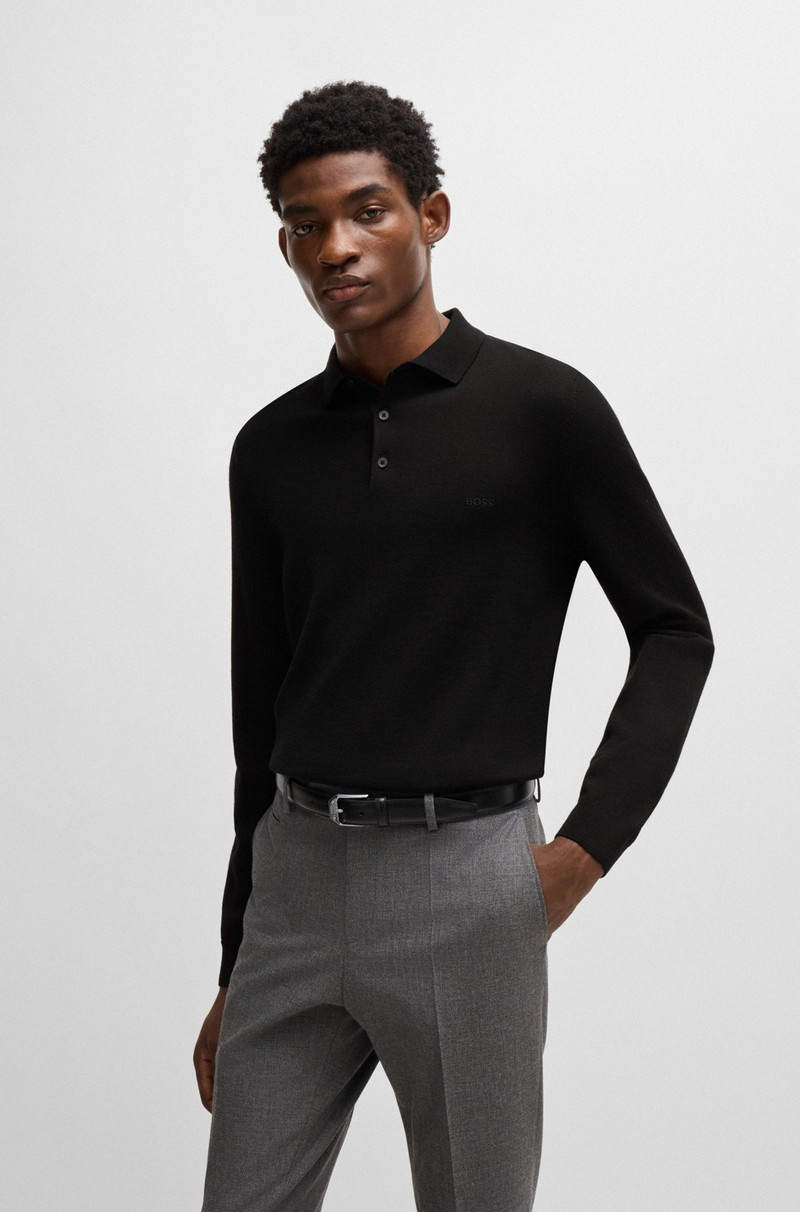 BOSS ITALIAN-LEATHER BELT WITH POLISHED SILVERWARE LOGO outlook