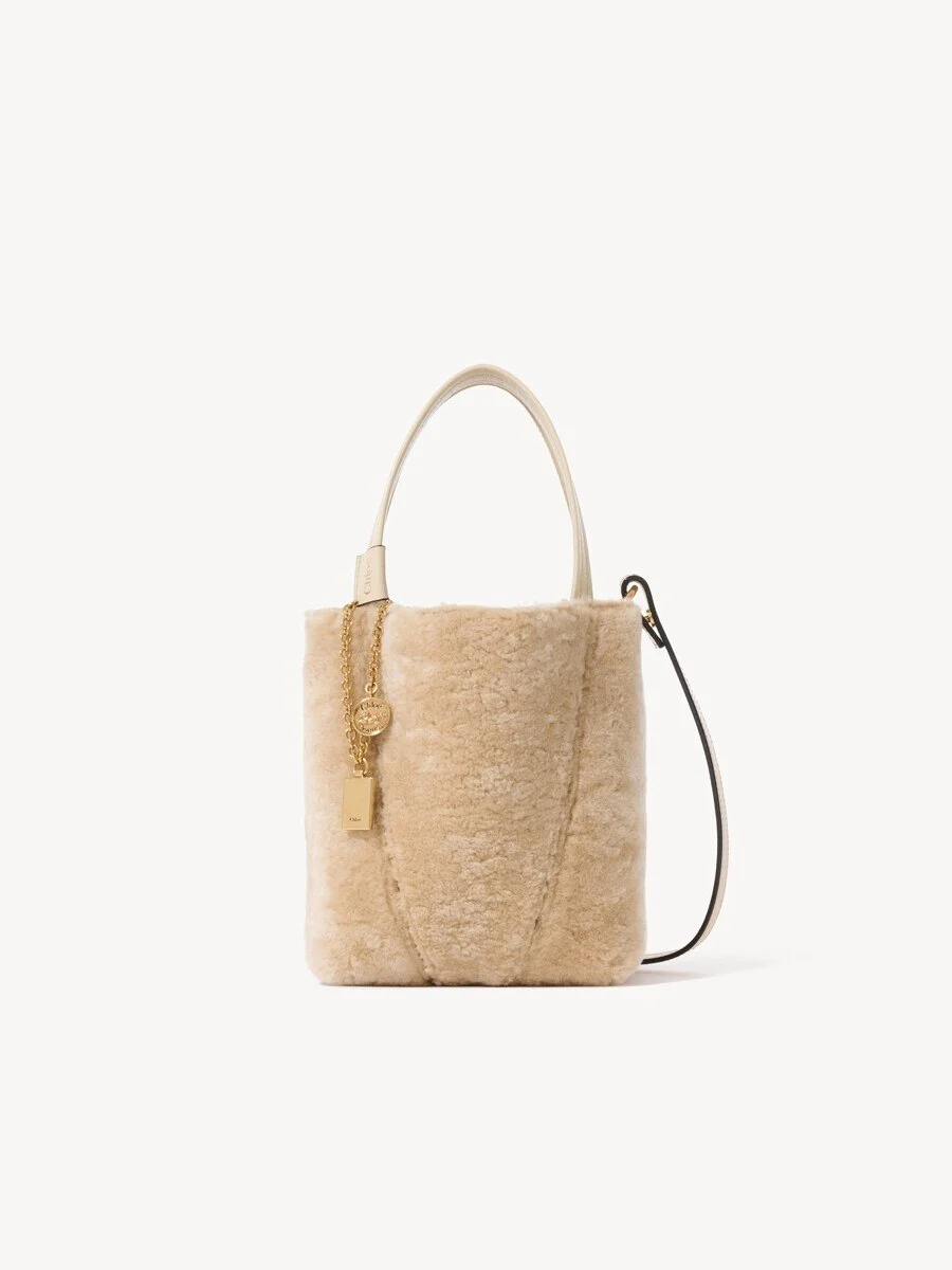 SMALL CHLOÉ SPIN TOTE BAG IN SHEARLING - 1