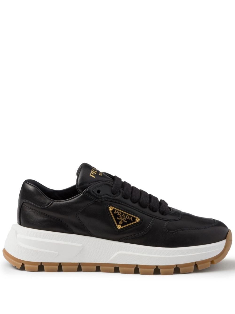 triangle-logo leather sneakers - 1