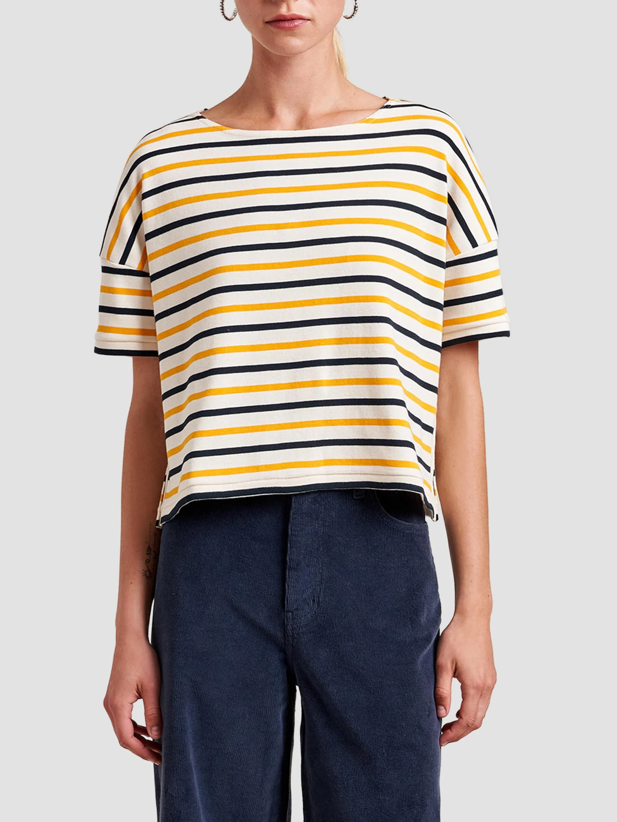 Women's Short Breton T-Shirt - Ecru Multi - 1