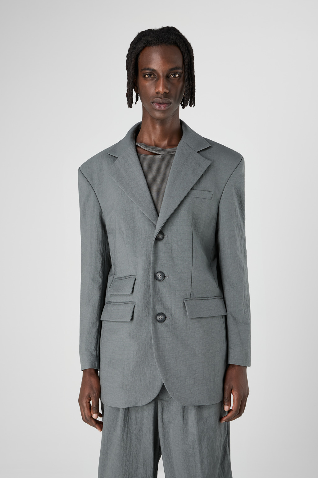 Gray ECONYL® Suit Blazer - 2