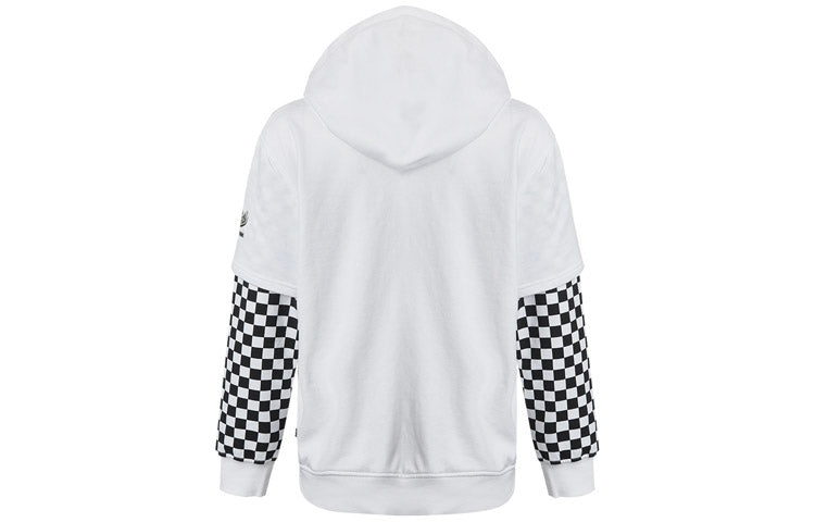 (WMNS) Vans Logo Embroidered Checkerboard Print Hoodies 'White Black' VN0A4UTNWHT - 2