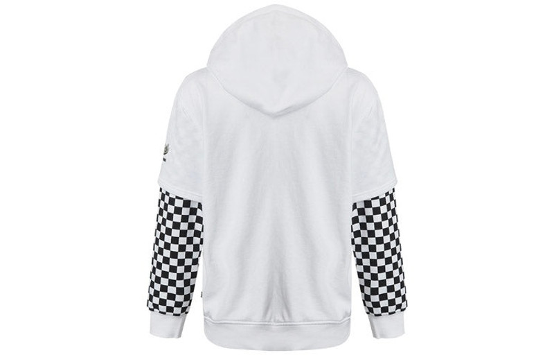 Vans (WMNS) Vans Logo Embroidered Checkerboard Print Hoodies 'White Black' VN0A4UTNWHT outlook