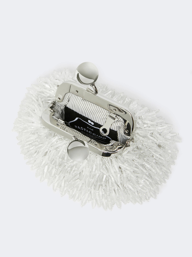 ALFIO Mini Pasticcino Bag in satin with rhinestones - OPTICAL WHITE 5