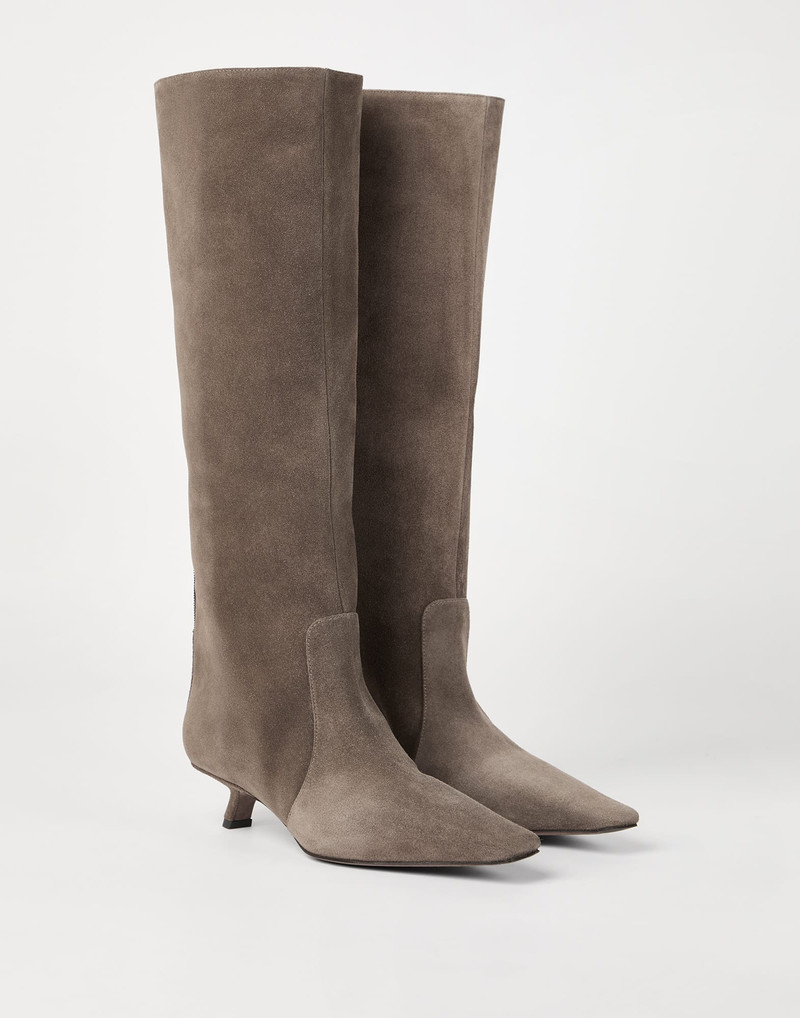 Suede city boots with shiny loop detail - 1