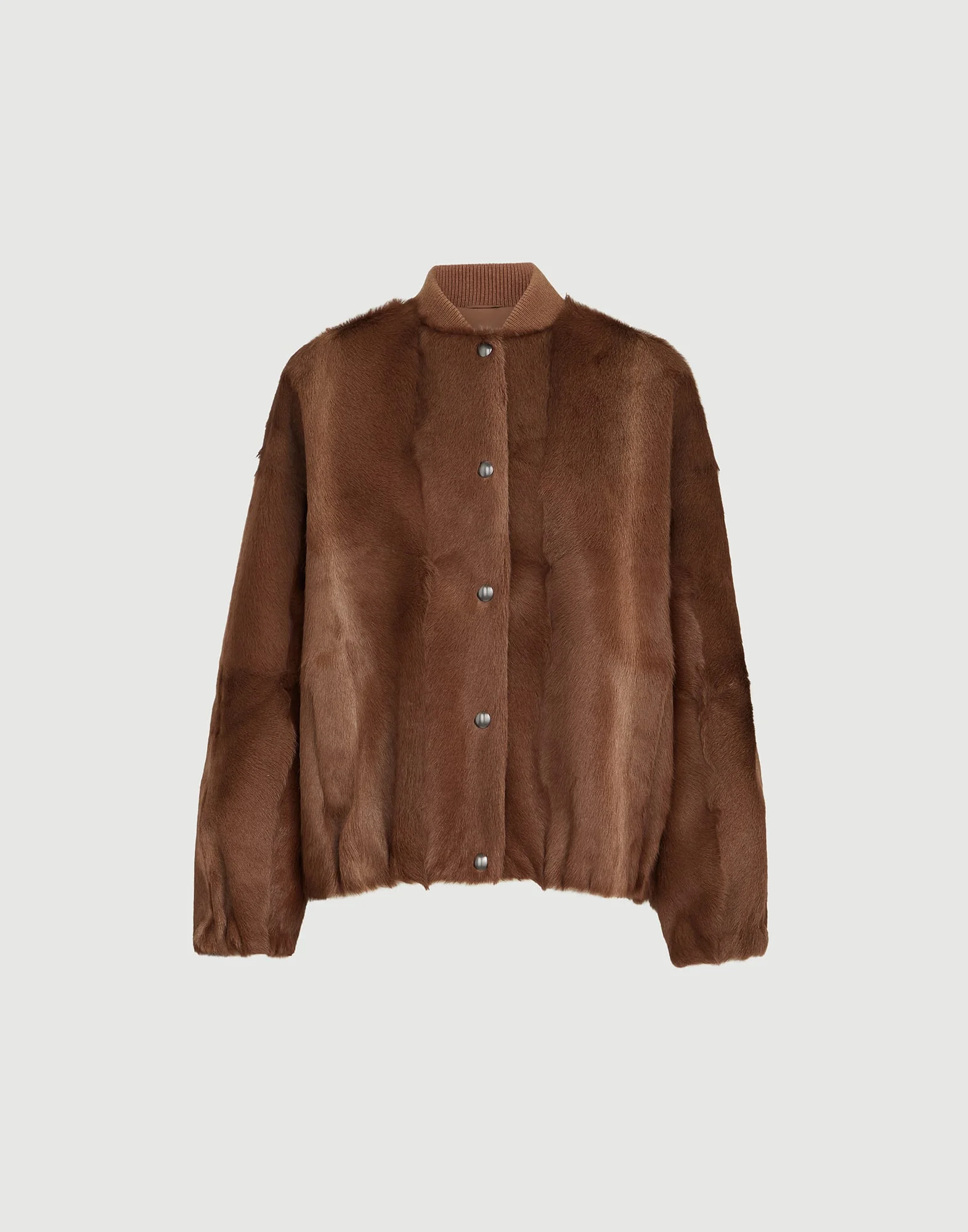Cashmere shearling bomber jacket with monili - 1