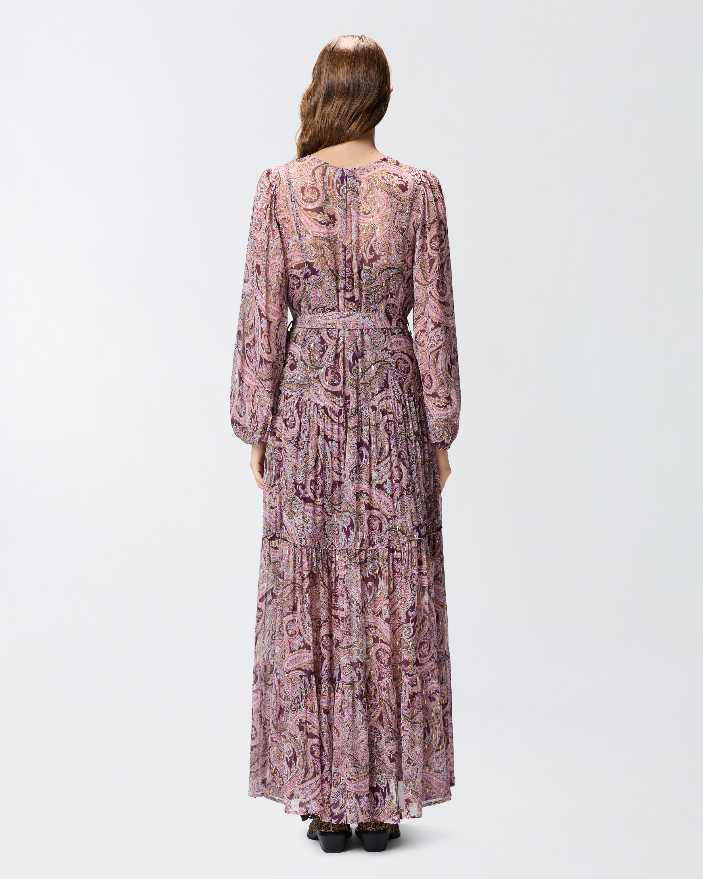 LONG DRESS WITH METALLIC CASHMERE PRINT - 4