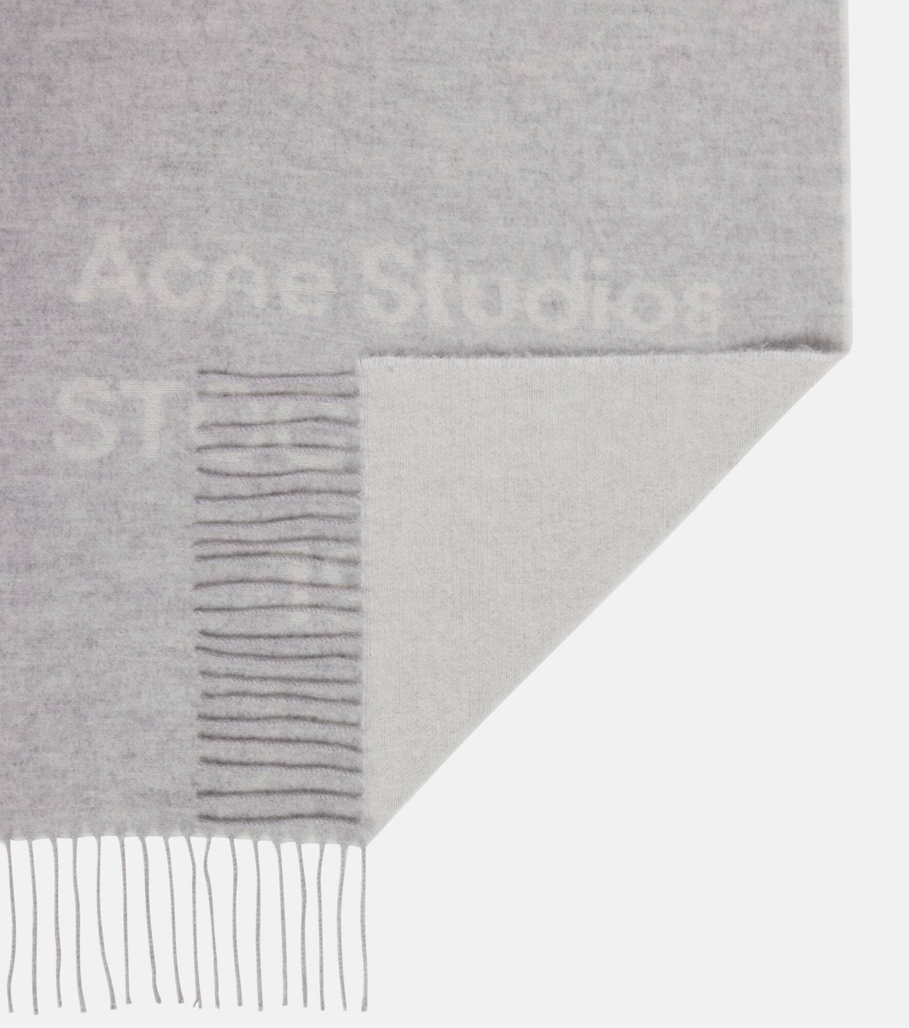 Fringed logo wool jacquard scarf - 5