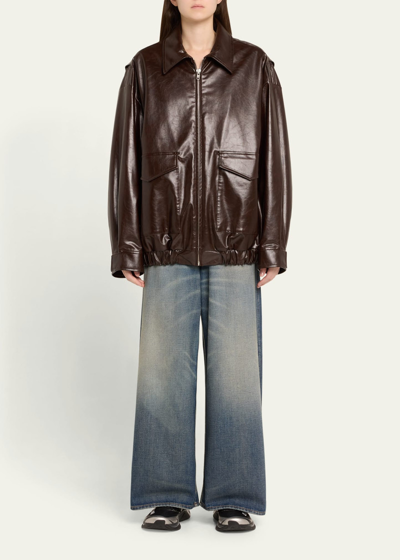 MM6 Maison Margiela Oversized Vegan Leather Sports Jacket outlook
