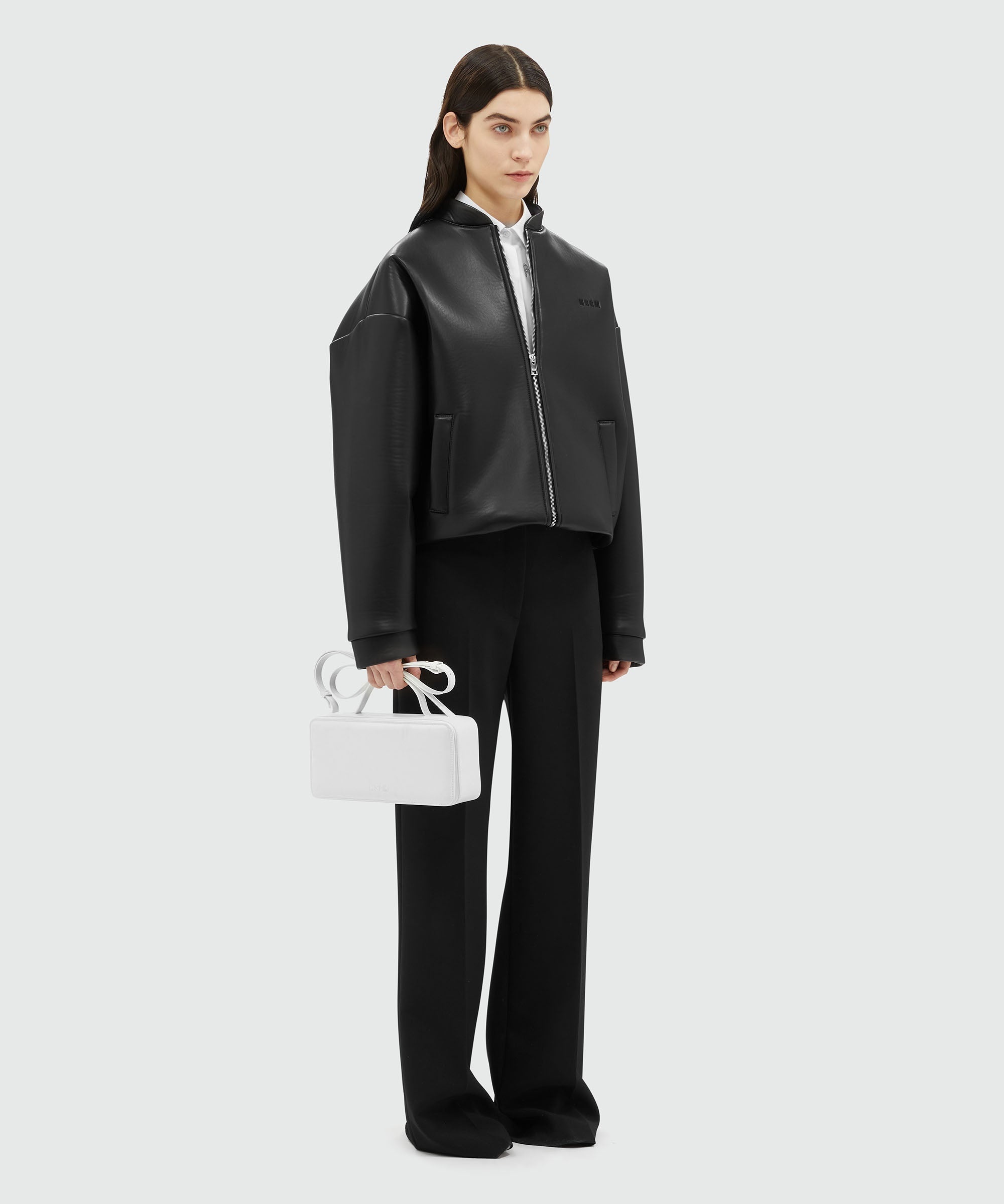 Black faux-leather scuba effect jacket - 4