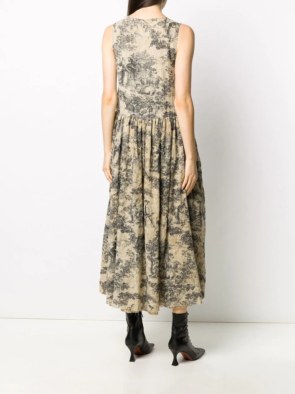 floral print sleeveless midi dress - 4