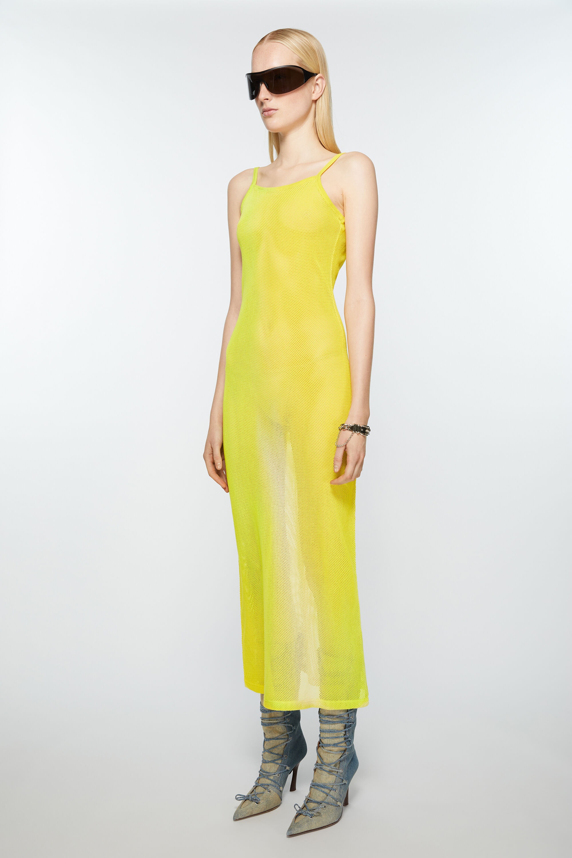 Strap dress - Acid yellow - 3