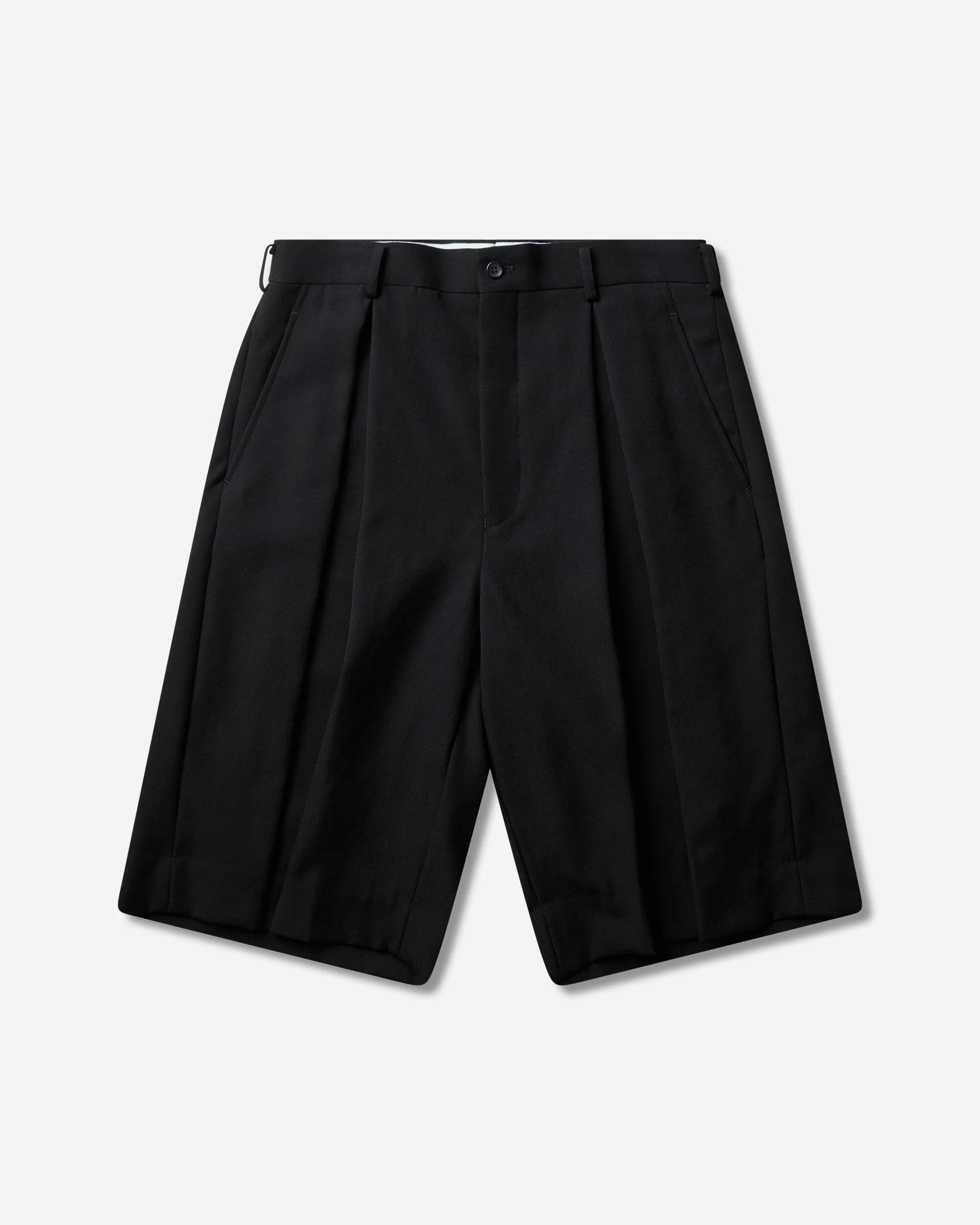 Men's Wool Pleated Shorts Black - 1
