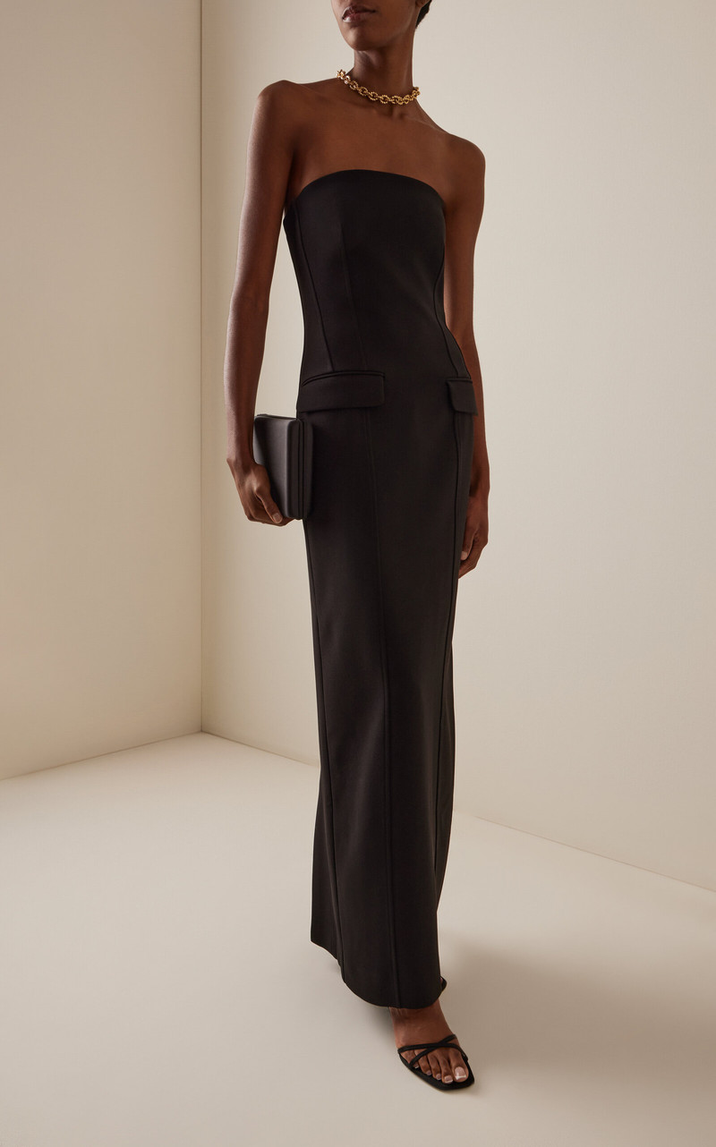 TOTEME Strapless Pocket Maxi Dress black outlook