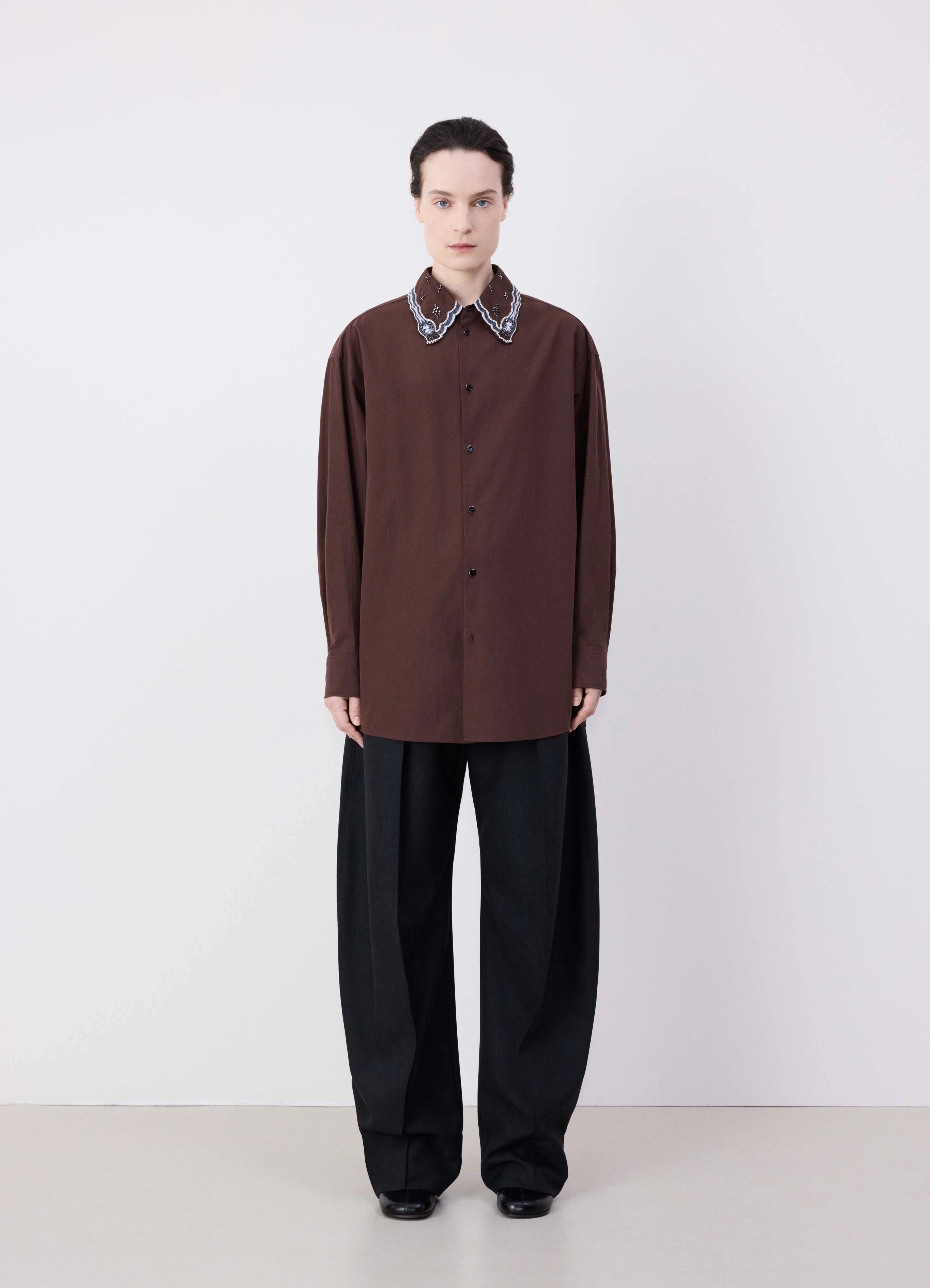 SHIRT WITH EMBROIDERED COLLAR - 2