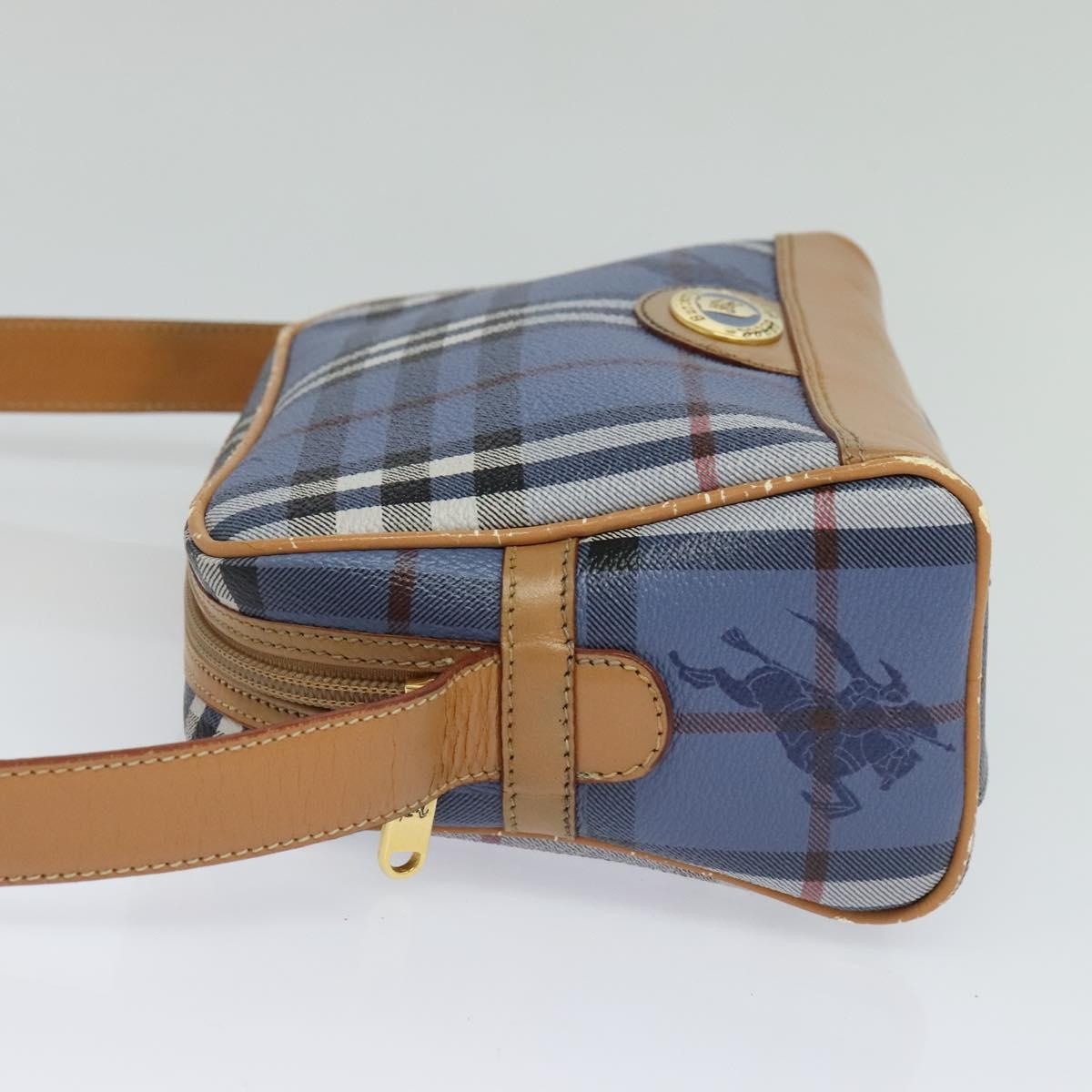 Burberry Nova Check Shoulder Bag Pvc Leather Blue - 4