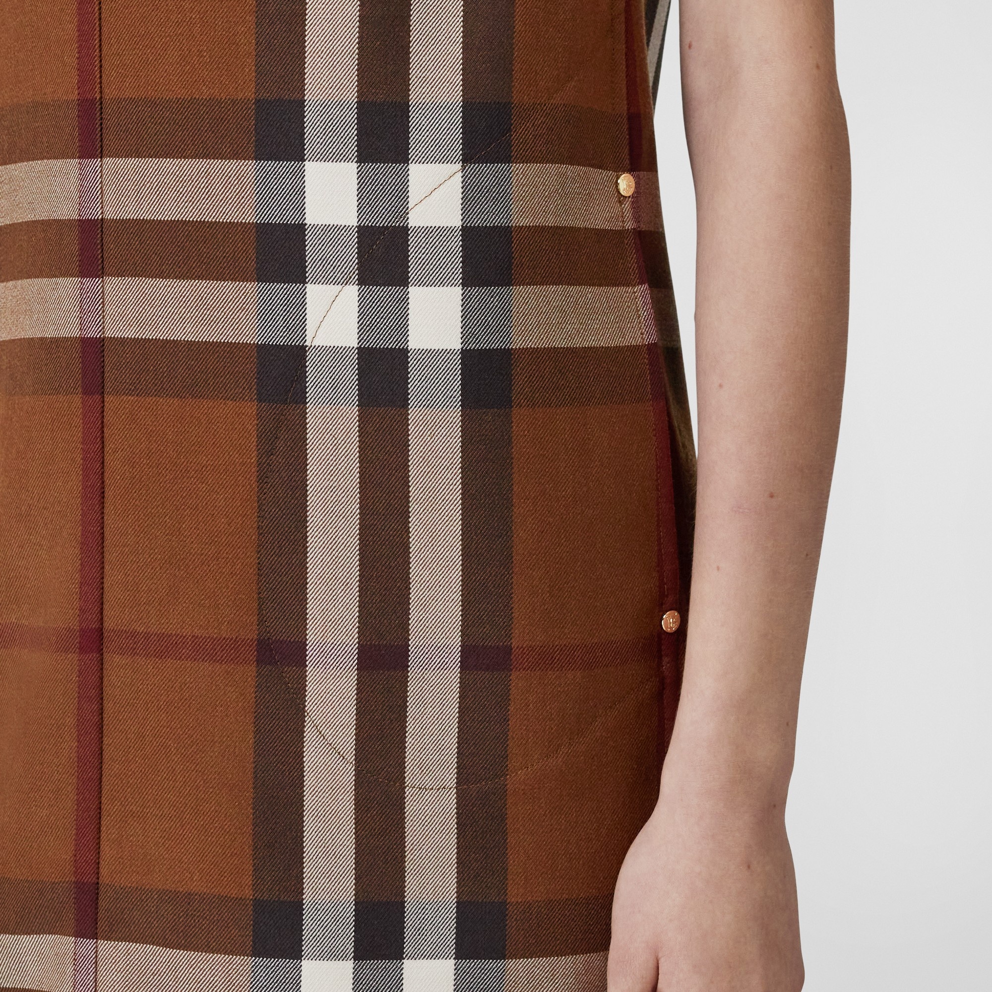 Sleeveless Check Wool Cotton Jacquard Dress - 5