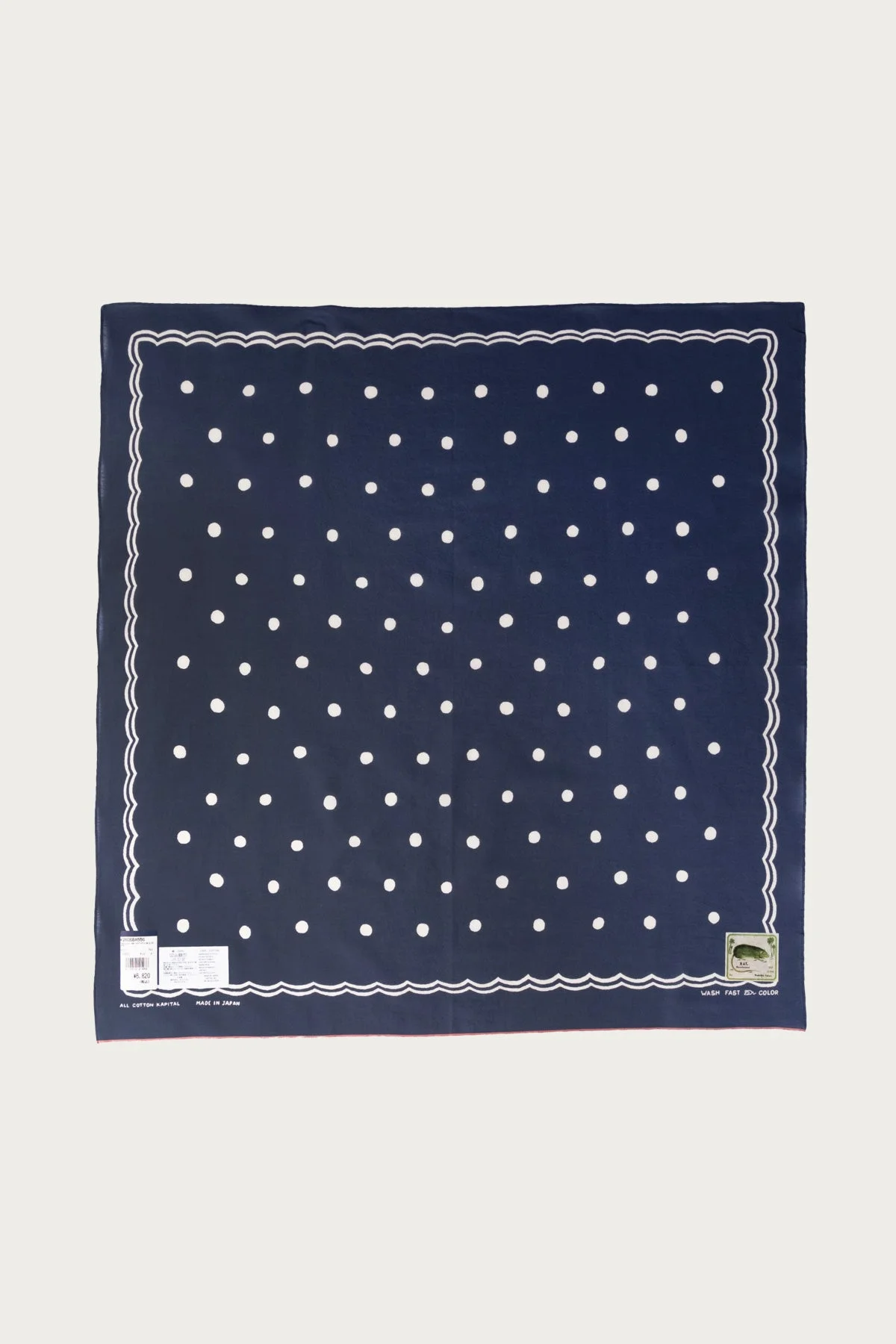 Fastcolor Selvedge Bandanna (POLKA DOTS) 30x30 - Navy - 1