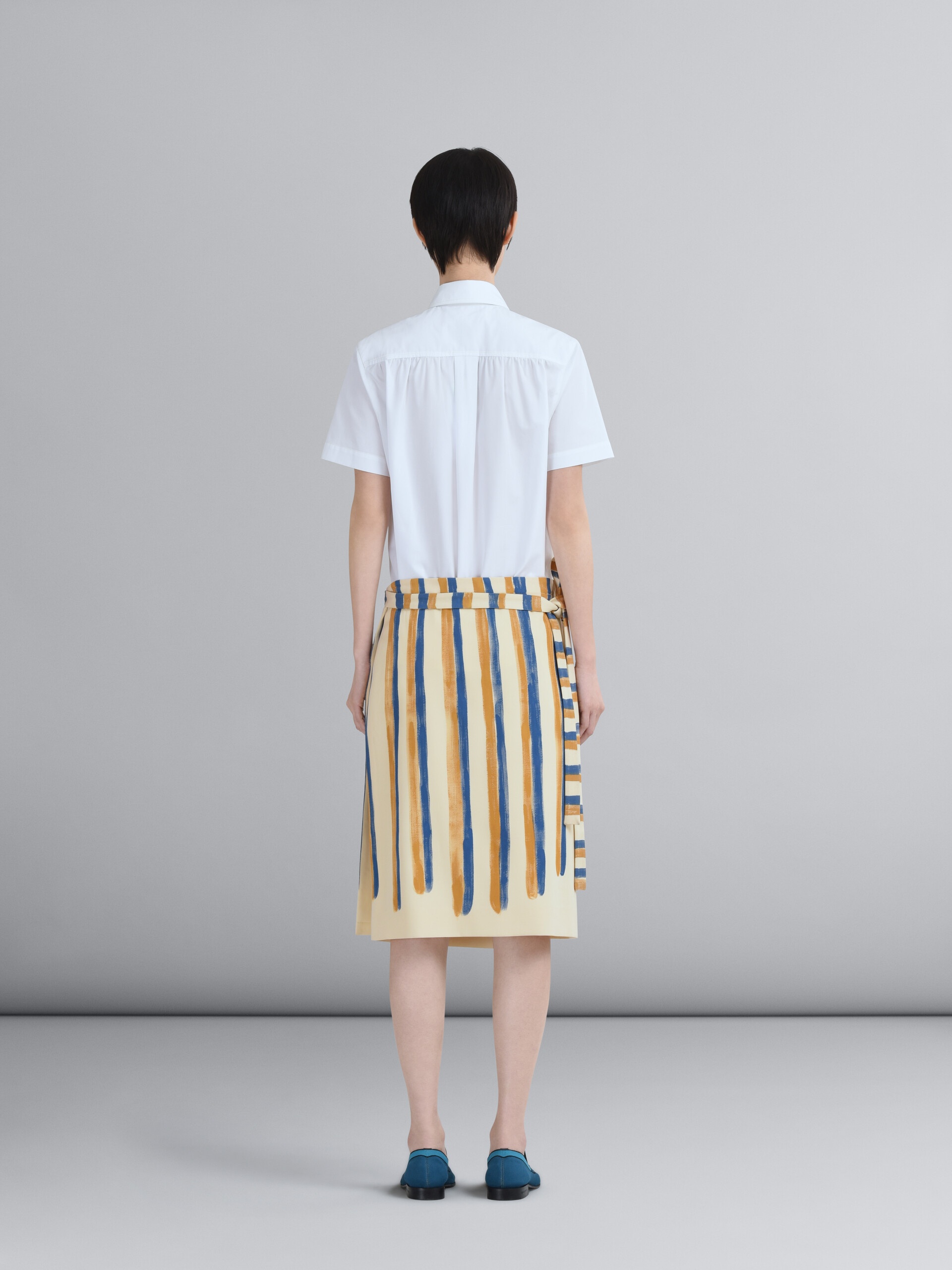 WATERCOLOUR STRIPE GRAIN DE POUDRE WRAP SKIRT - 3
