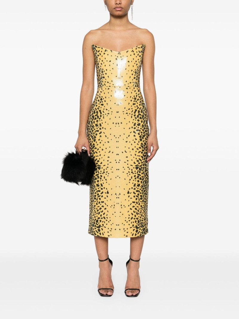 ALEX PERRY strapless cheetah-print maxi dress outlook