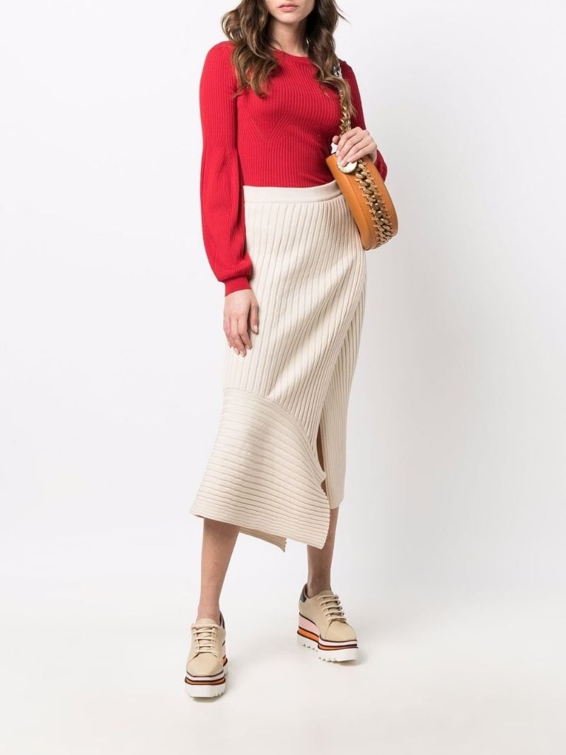 asymmetric ribbed-knit skirt - 2