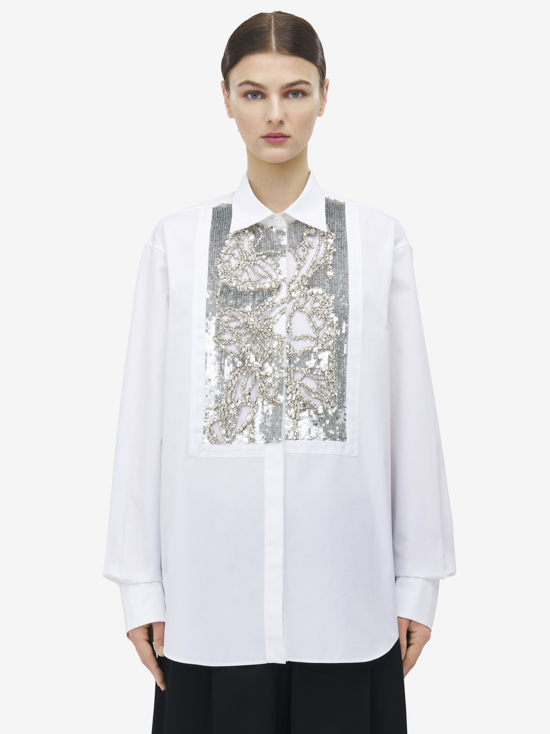 Alexander McQueen Crystal Stencil Embroidery Shirt outlook