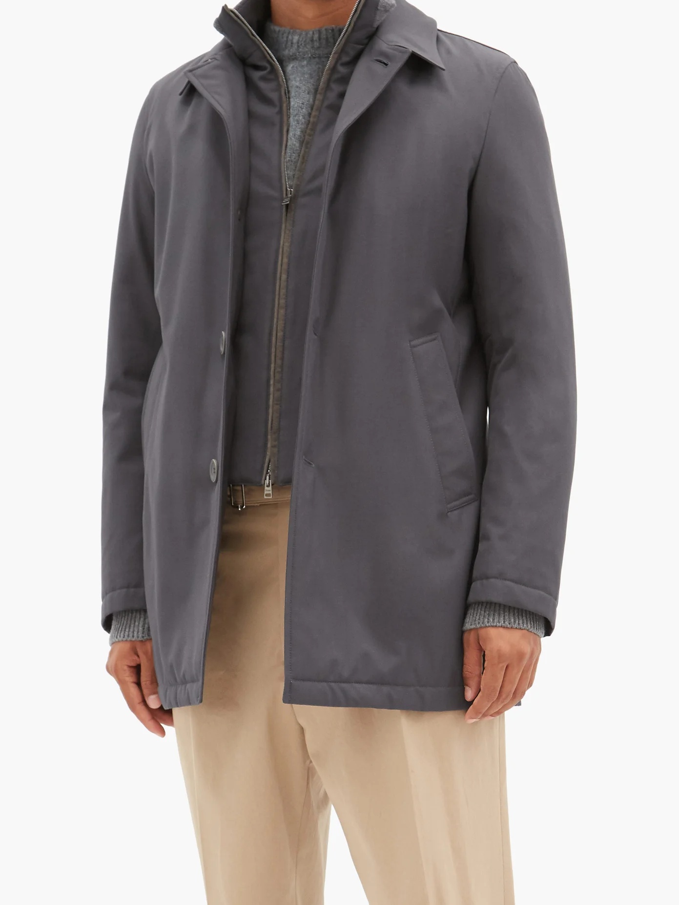 Single-breasted gabardine car coat - 6