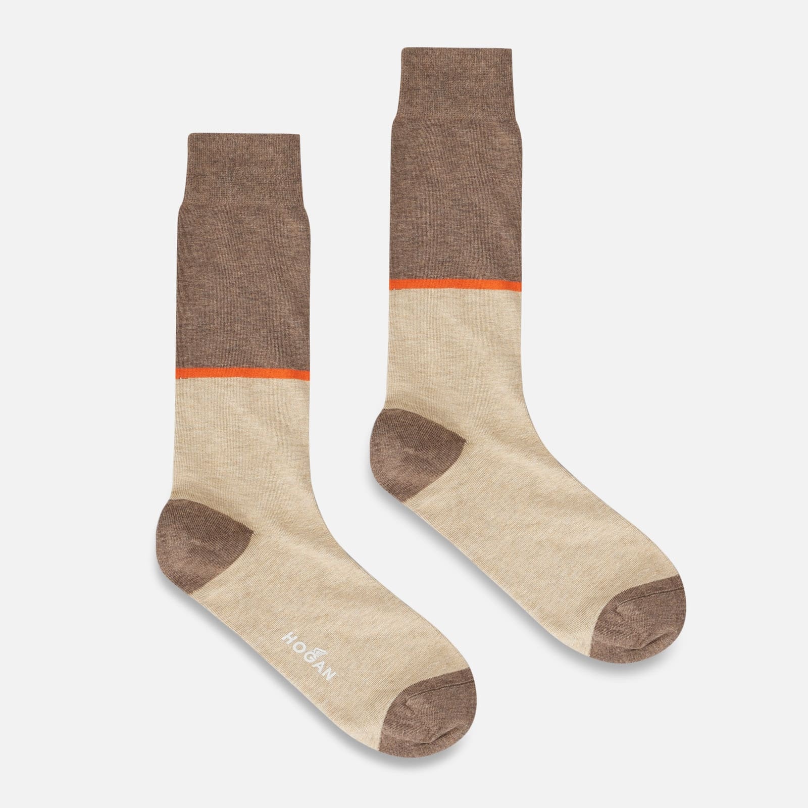 Color Block Socks Beige Orange - 1