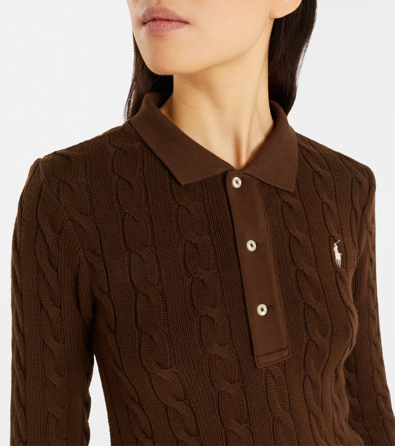 Cable-knit cotton polo sweater 4