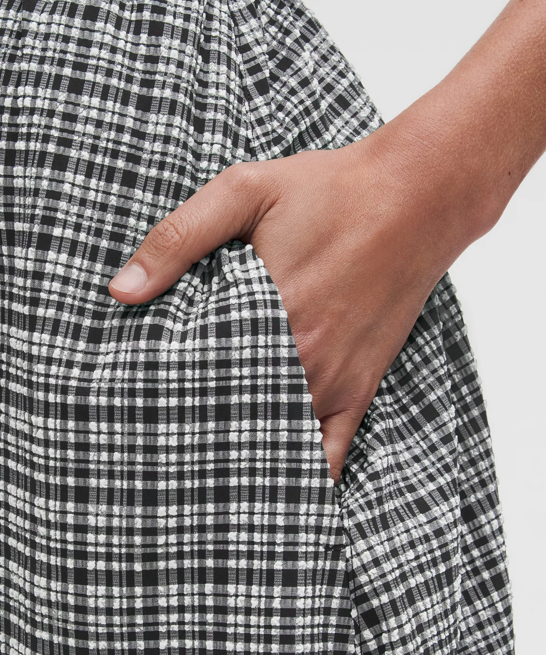 Seersucker Check Ruched Midi Dress - 4