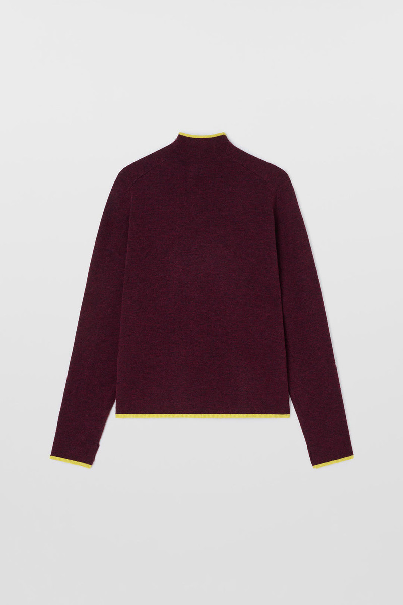 FITTED LONGSLEEVE W ZIP / burnt aubergine 3