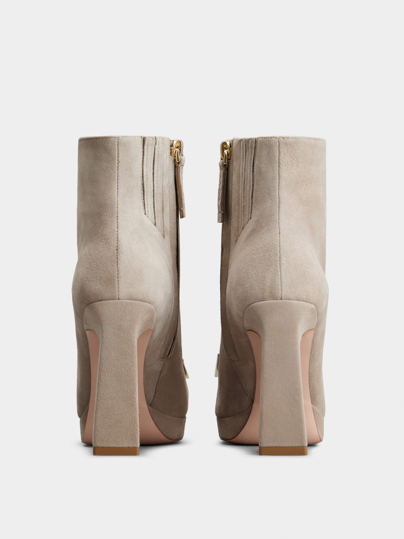 Roger Vivier Viv' Square Metal Buckle Platform Ankle Boots in Suede outlook