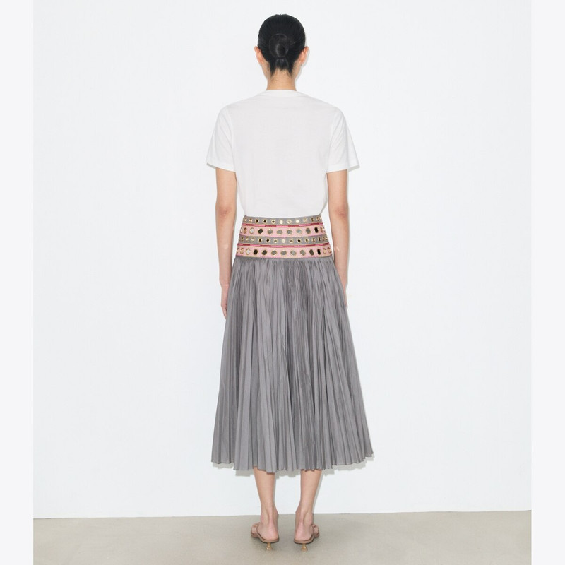 Mirror Embellished Cotton Skirt 3