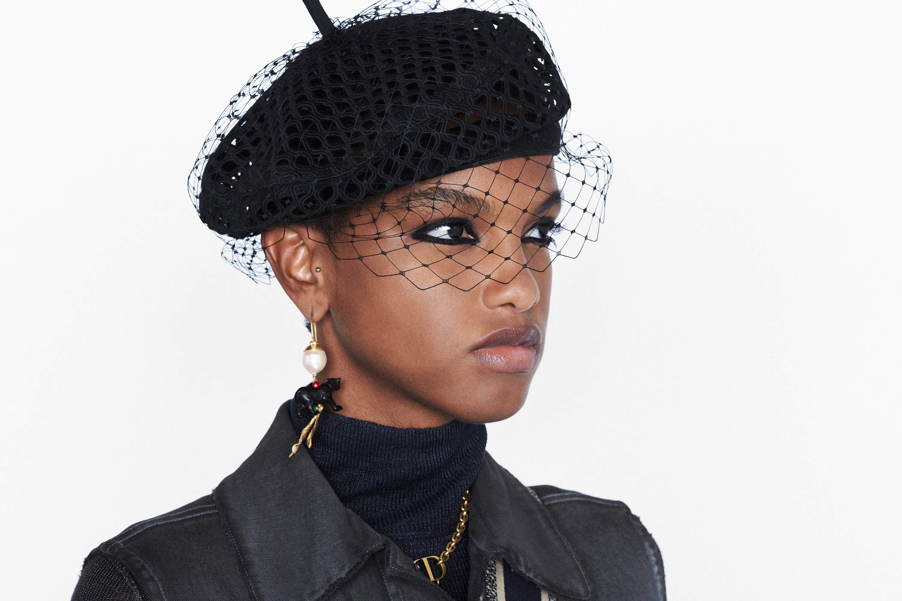 Dior Mesh Beret with Veil - 5
