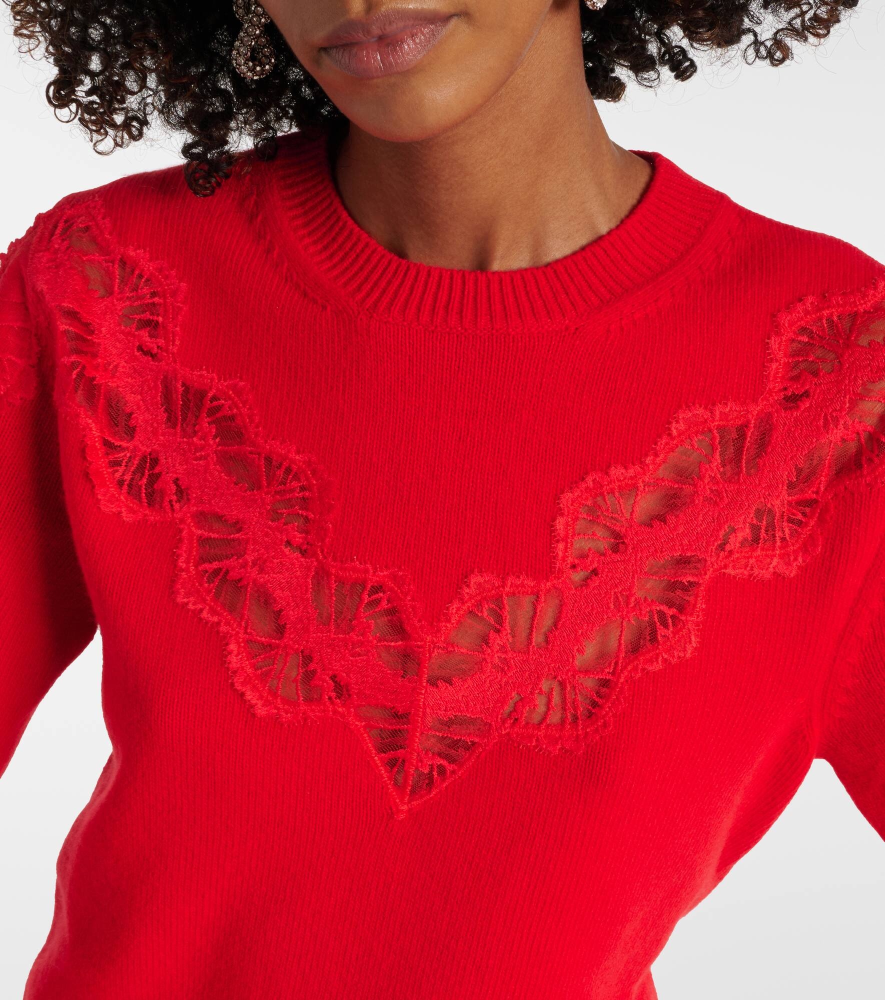 Lace-trimmed wool sweater - 4