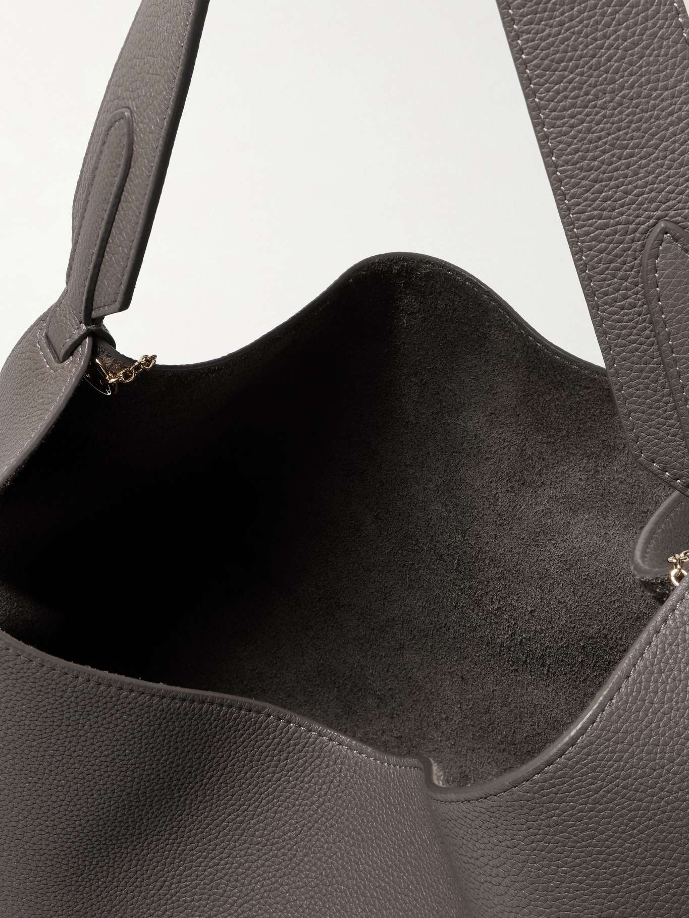 Lotus small textured-leather tote Anthracite - 5