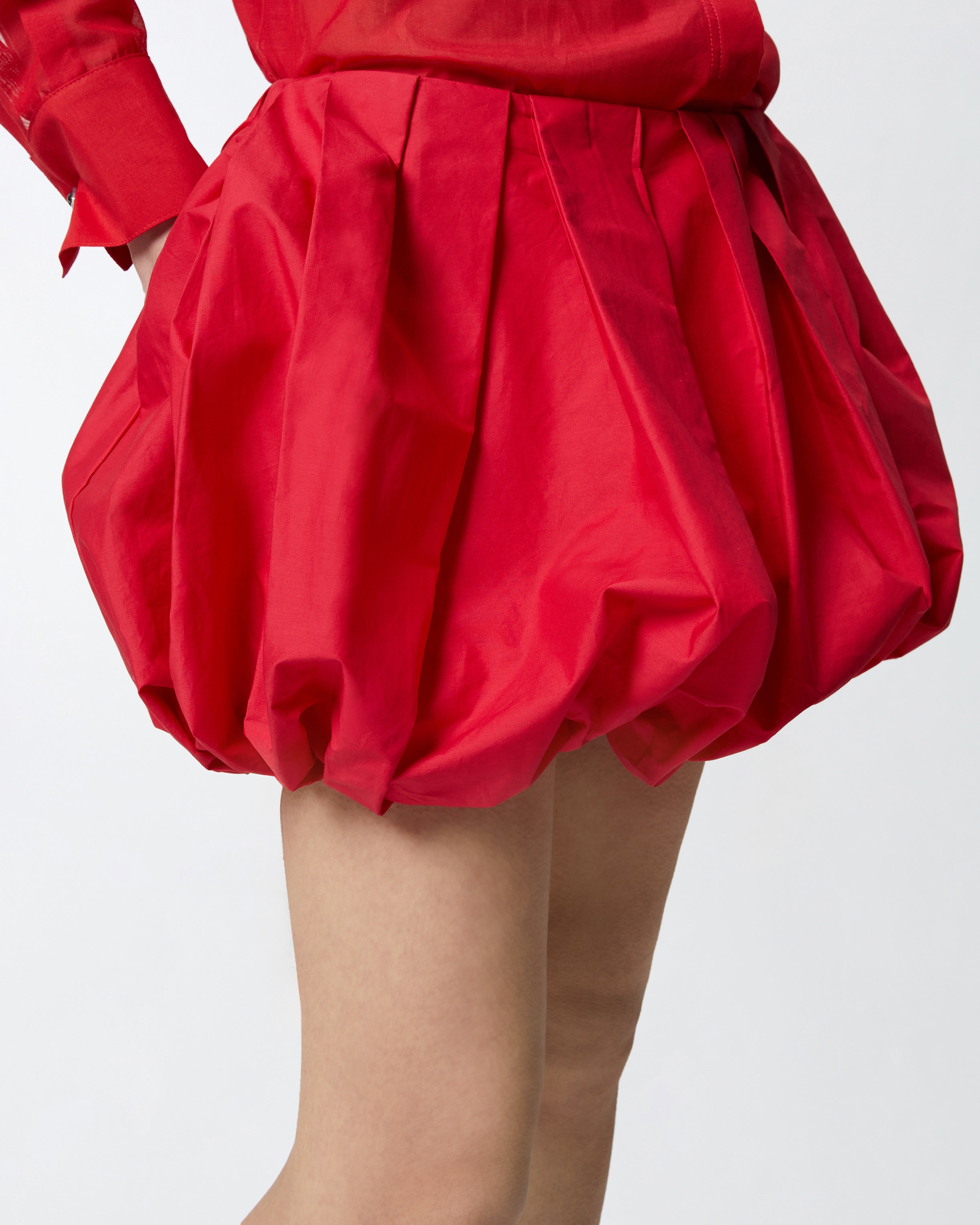 PLEATED POPLIN MINI BALLOON SKIRT - 5