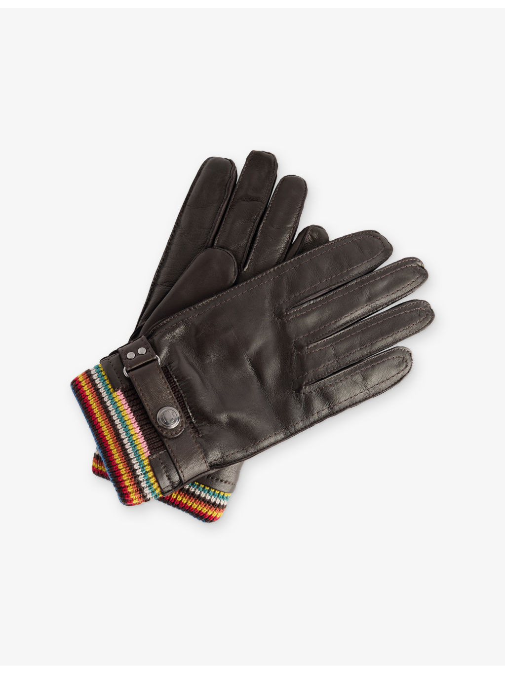 Signature Stripe Leather Gloves - 3