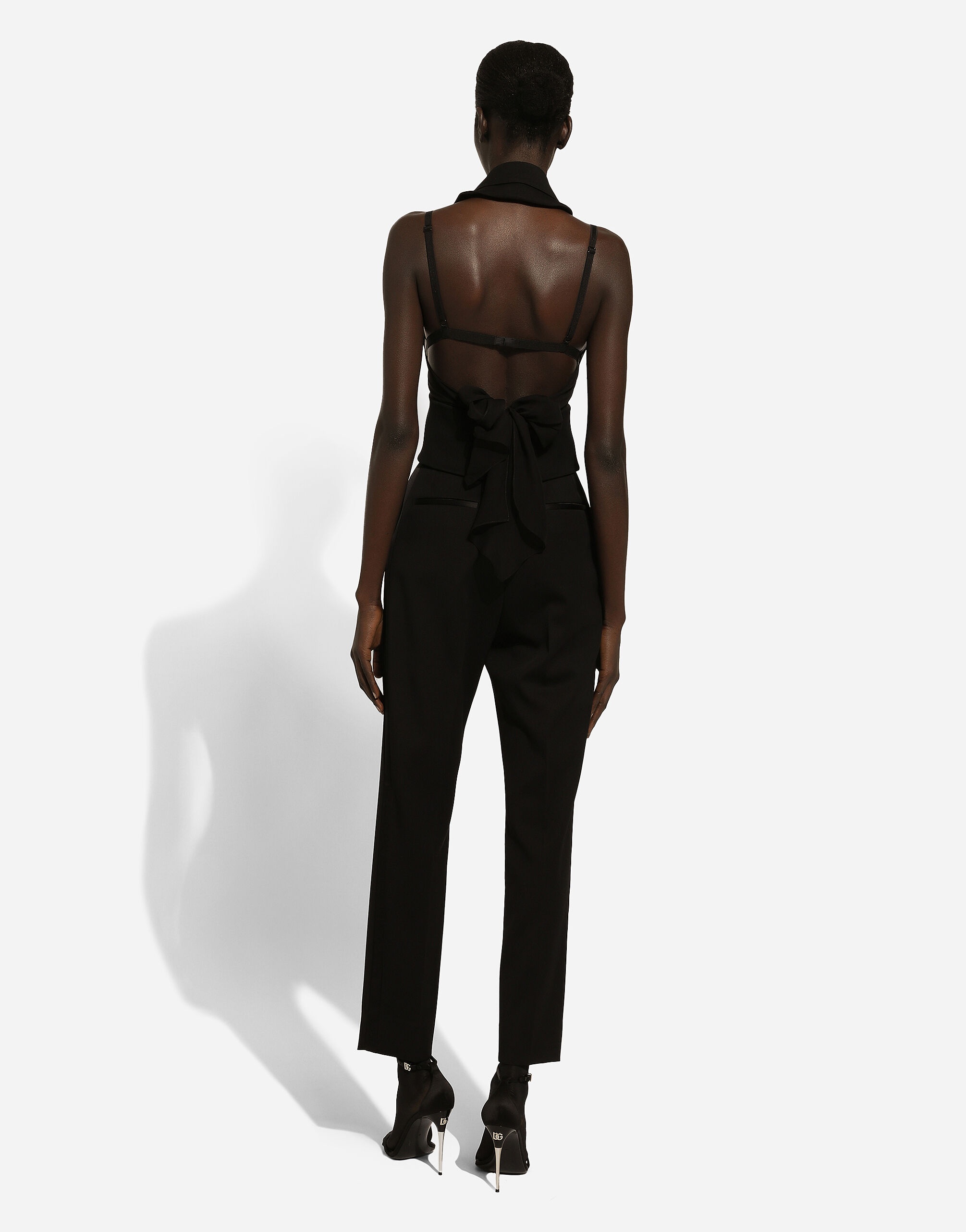 Double-breasted wool gabardine waistcoat - 4